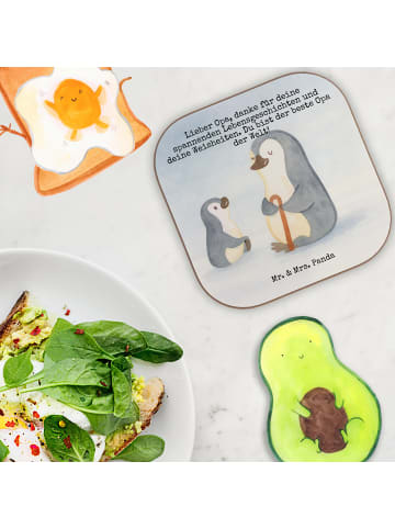 Mr. & Mrs. Panda Tischuntersetzer Pinguin Opa Enkel Design mit S... in Weiß