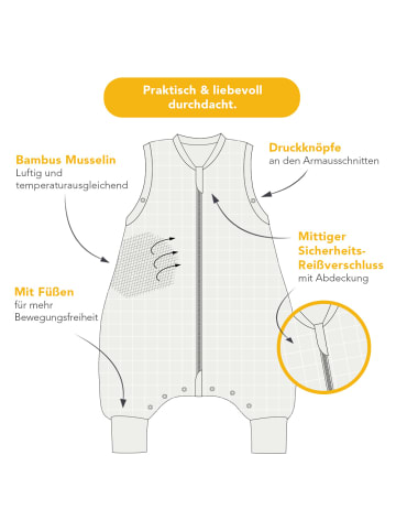 Schlummersack Musselin Schlafsack mit Füßen, 0.5 TOG in Pink