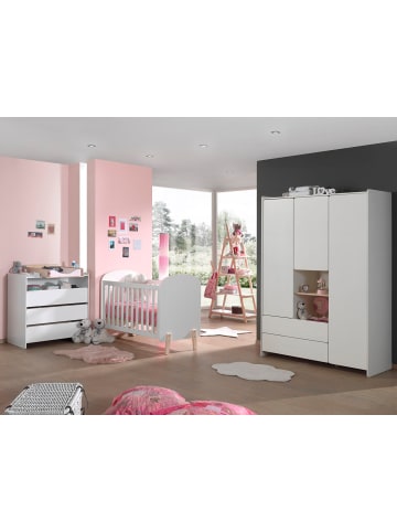 58 aufm Kessel KINDERZIMMERSCHRANK Karilynn 133x55x190 MDF+Massivholz Weiß
