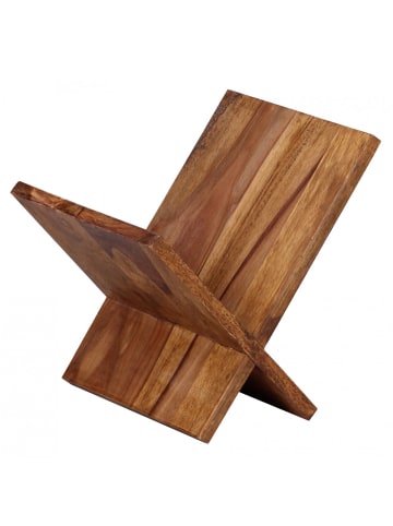 KADIMA DESIGN Zeitungsständer aus Massivholz: X-Form, Sheeshamholz, pflegeleicht in Braun