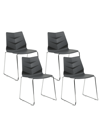 Beliani 4er-Set Esszimmerstuhl HARTLEY in Grau/Silber