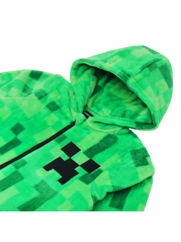 Minecraft Minecraft Onesie Creeper Fleece Jumpsuit Schlafoverall mit Kapuze in grün