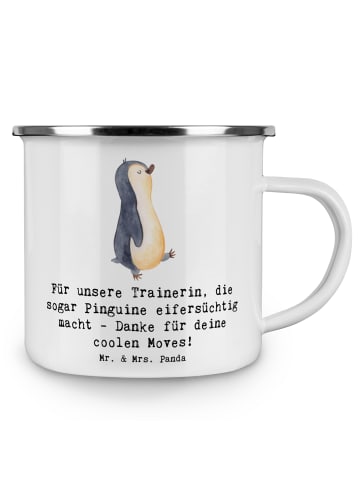 Mr. & Mrs. Panda Camping Emaille Tasse Eiskunstlauf Trainerin mi... in Weiß