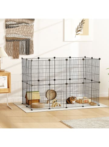 Pawhut Kleintiergehege Schwarz 120L x 60B x 80H cm