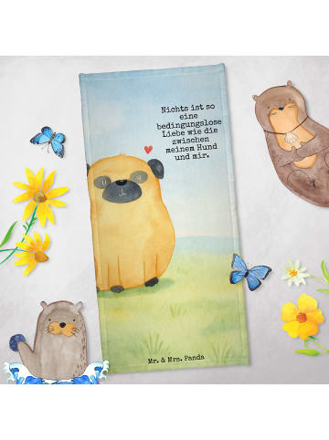 Mr. & Mrs. Panda Handtuch Mops Design mit Spruch in Weiß
