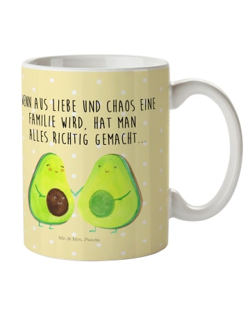 Mr. & Mrs. Panda Plastikbecher Avocado Pärchen mit Spruch in Gelb Pastell