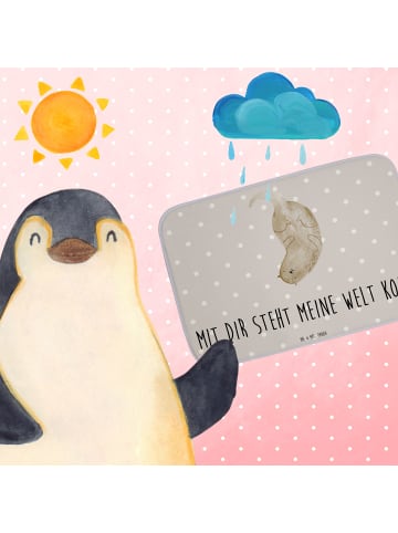 Mr. & Mrs. Panda duschmatte Otter Kopfüber mit Spruch in Grau Pastell