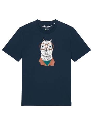 wat? Apparel T-Shirt Lama in Dunkelblau
