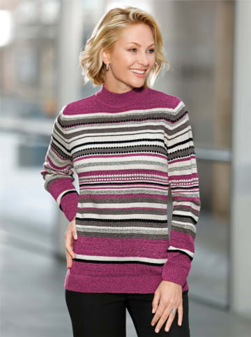 WITT WEIDEN Stehkragenpullover in erika-ecru-geringelt