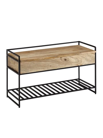 KADIMA DESIGN Sitzbank mit Stauraum 90x52x38 cm Massivholz / Metall Flurbank in Mango