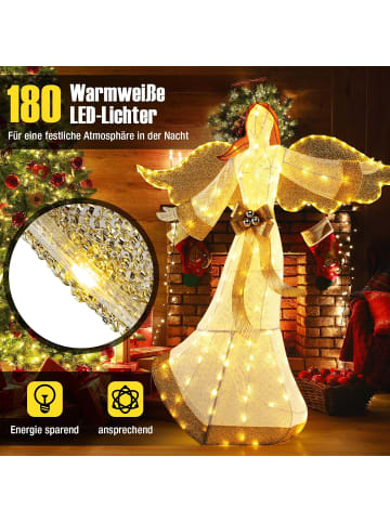 COSTWAY 160cm beleuchteter Weihnachtsengel in Gold