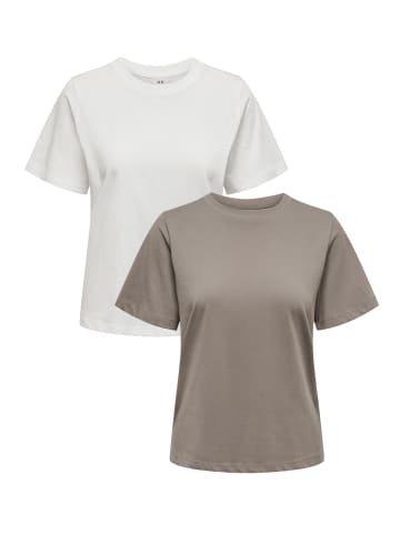 JACQUELINE de YONG Basic T-Shirt 2-er Set VMPAULA in Braun-2