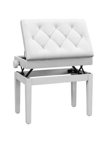 HOMCOM Klavierbank in Weiß 54,5L x 33B x 58H cm