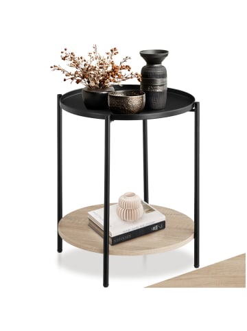 tectake Beistelltisch Sunderland 45,5 x 54,5 cm, Industrial Holz hell, Eiche Sonoma