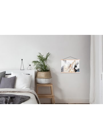 MuchoWow Poster mit Leiste Abstrakte Kunst weiß gold (BxH)