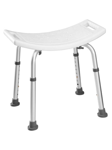 tectake Aluminium-Badezimmerhocker, 51 x 39 x 43–60,5 cm, Teleskopbeine