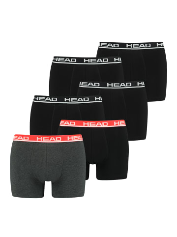 HEAD Boxershorts Head Basic Boxer 6P in Black/Grey Red