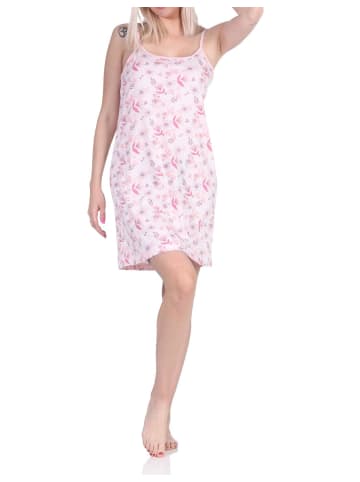 NORMANN Spaghettiträger Nachthemd Spitzenbesatz - 73439 in rosa