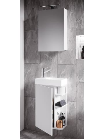 VCM  2-tlg Gäste WC Bad Waschtisch Lumia Spiegelschrank in Weiß