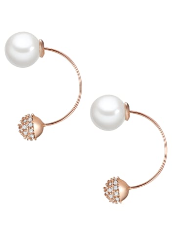 Lulu & Jane Perlen-Ohrstecker Messing Crystal Muschelkernperle in roségold