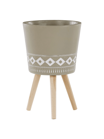 Beliani Outdoor Blumentopf ARTA in Beige/Weiß/Braun - (W) 41 x (H) 63 x (L) 41 cm