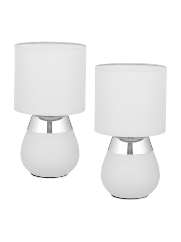 relaxdays 2 x Tischlampe in Grau/ Silber - (H)32 x Ø 18 cm