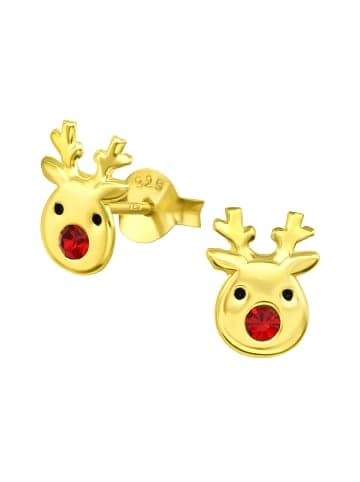 Alexander York Ohrringe, Ohrstecker RENTIER in Gold Kristall rot in 925 Sterling Silber, 2-tlg. in red