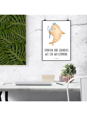 Mr. & Mrs. Panda Poster Sprüche Sternzeichen Wassermann mit Spruch in Weiß