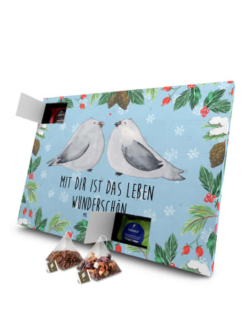 Mr. & Mrs. Panda Advents-Teekalender Turteltauben Liebe mit Spruch in Eisblau