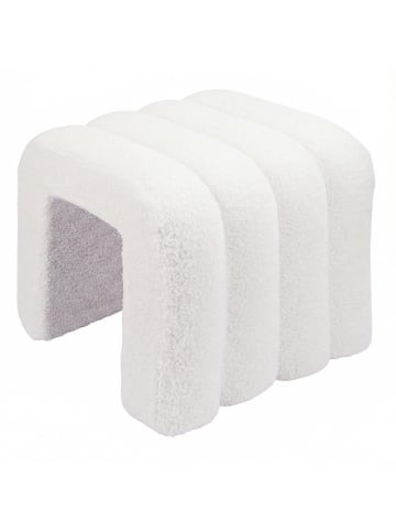 relaxdays Teddyfell Hocker in Weiß - (B)40 x (H)40 x (T)40 cm