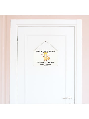 Mr. & Mrs. Panda Holztafel Sozialarbeiter Leidenschaft mit Spruch in Weiß