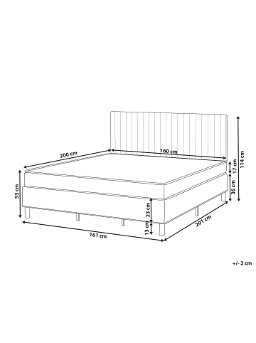 Beliani Doppelbett COUNTESS  in Beige/Braun - (W) 161 x (H) 114 x (L) 201 cm