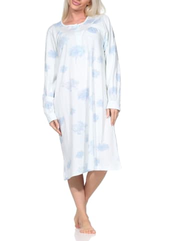 NORMANN Langarm Nachthemd klassische Design Knopfleiste am Hals - 87415 in hellblau1