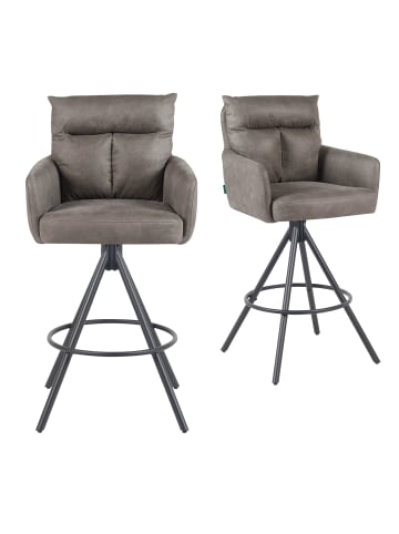 DUBI Möbel 2er-Set: Barhocker Lio in Taupe - (B)54 x (H)103 x  (T)57 cm