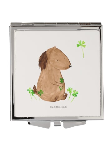 Mr. & Mrs. Panda Schminkspiegel Hund Kleeblatt ohne Spruch in Weiß