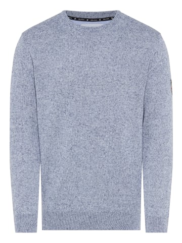 Delmao Rundhalspullover in blau melange
