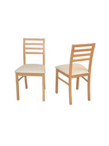 möbel-direkt Esszimmerstuhl 2er-Set Massivholzstuhl in Buche-Nachbildung/beige