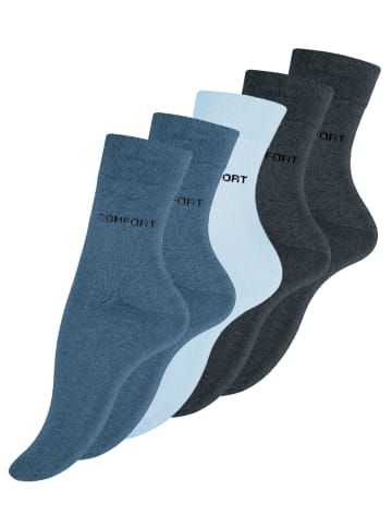 Cotton Prime® 10 Paar Damensocken ohne Gummibund in Blautöne