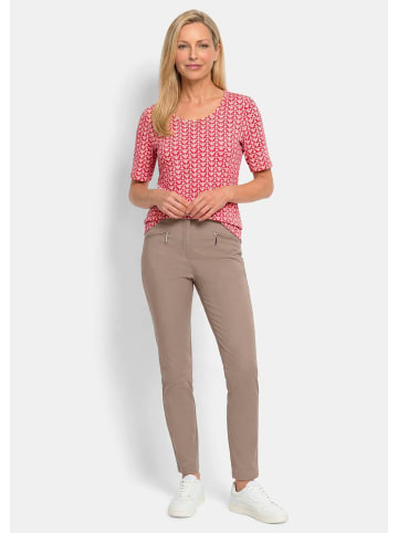 GOLDNER Jersey-Shirt mit Minimal-Rautenmuster in rot / weiß / gemustert