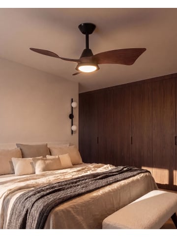Beliani 2-tlg Deckenventilator mit Licht HAINES in Schwarz/Braun
