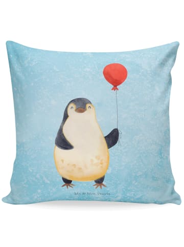 Mr. & Mrs. Panda zier kissen Pinguin Luftballon ohne Spruch in Eisblau