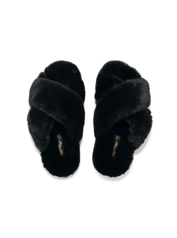 Flip Flop Hausschuh "cross*fur 2" in schwarz