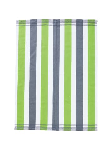 Erwin Müller Jacquard, Halbleinen, Leinen / Halbleinen Geschirrtuch 4er-Pack in grün-grau