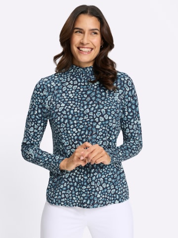 WITT WEIDEN Stehkragen-Shirt in marine-topas-bedruckt