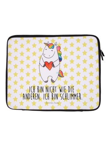 Mr. & Mrs. Panda Notebook Tasche Einhorn Herz mit Spruch in Weiß