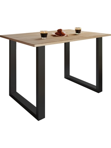 VCM Premium Holz Esstisch Küchentisch Xona U 140x50 in Schwarz / Sonoma-Eiche