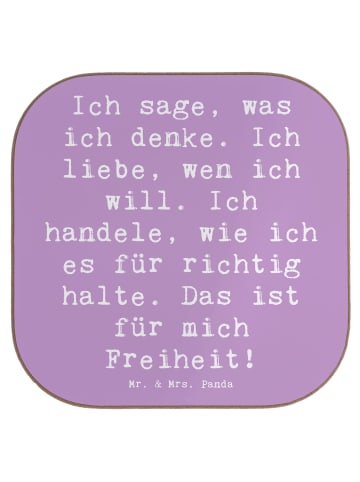 Mr. & Mrs. Panda Tischuntersetzer Spruch Freiheit Leben mit Spruch in Lavendeltraum