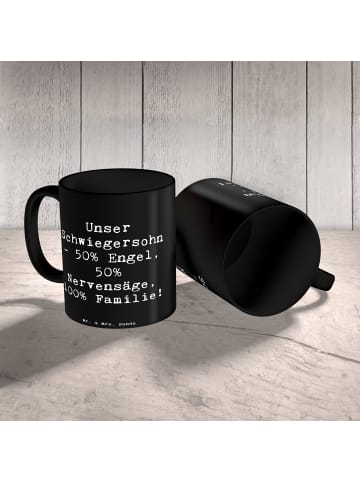 Mr. & Mrs. Panda Tasse Unser Schwiegersohn. 50% Engel, 50% Nerve... in Schwarz