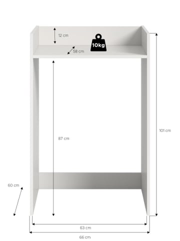 ebuy24 Waschmaschinenschrank Free Weiß 60 x 60 cm
