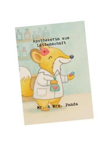 Mr. & Mrs. Panda Postkarte Apothekerin Leidenschaft Design mit S... in Weiß